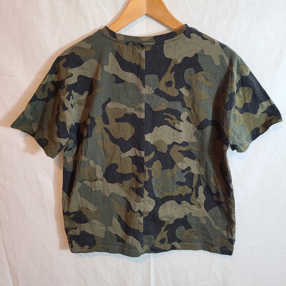 Zara Women's Camouflage Crochet Pocket Short Sleeve T-Shirt - Picture 3 of 9
